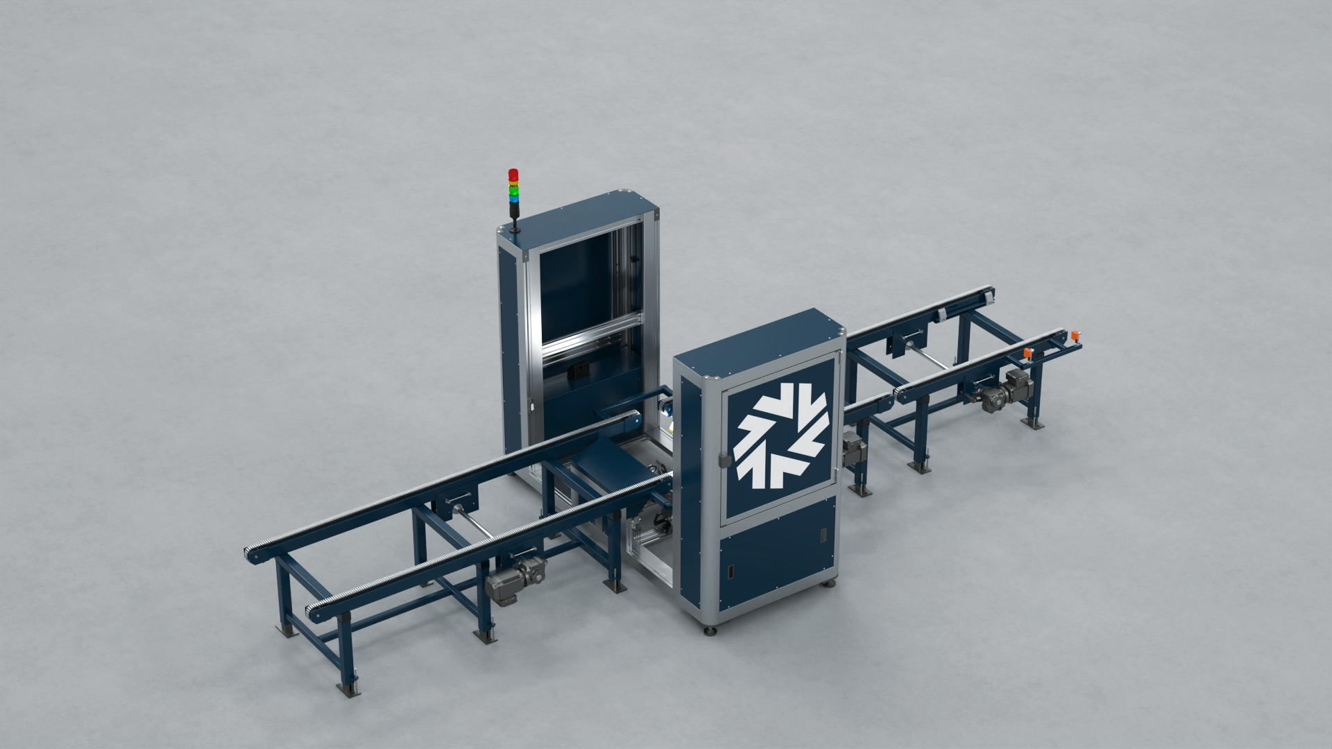 PALLETAI The CAB loaded pallet inspection system installed on a conveyor.